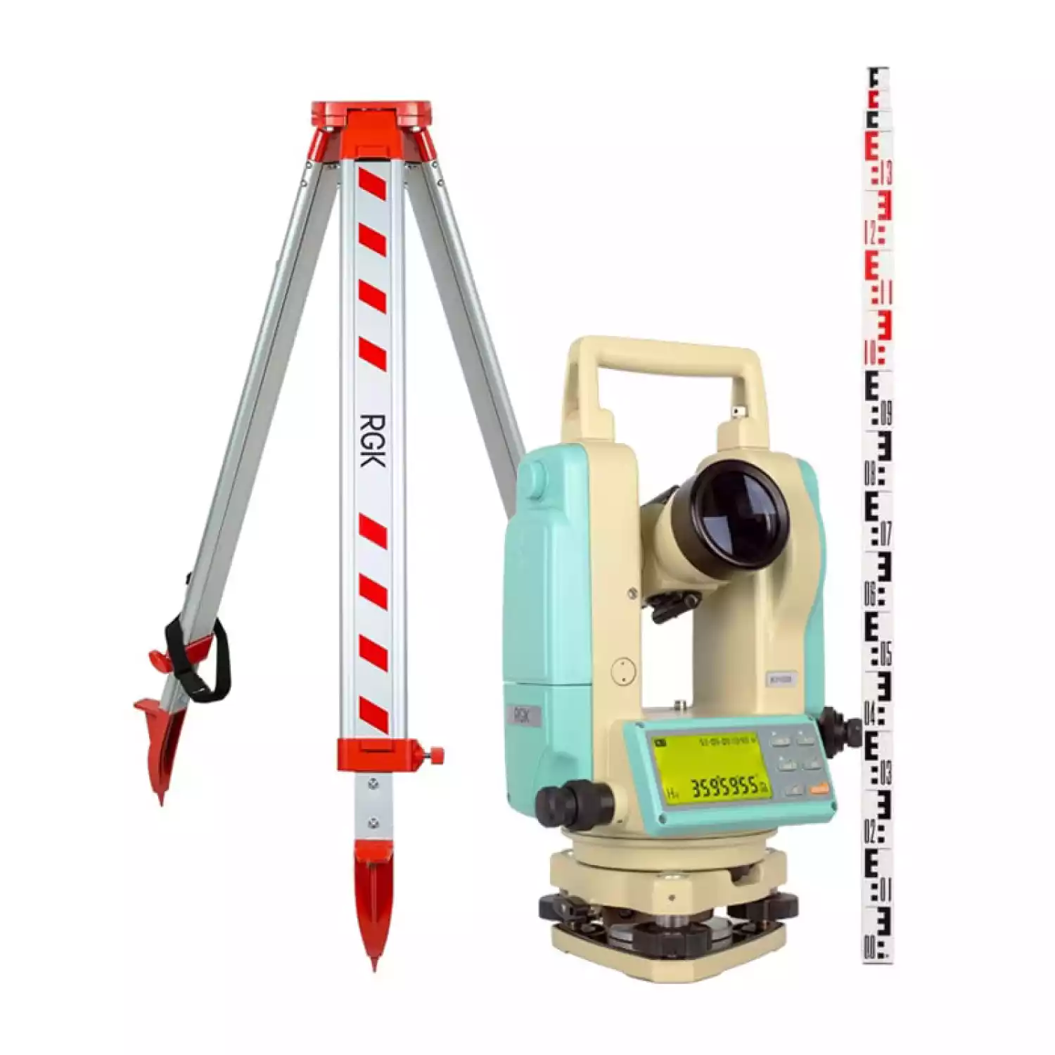 Комплект теодолит RGK T-02 с лазерным целеуказателем штатив рейка - 3 в 1 - 1