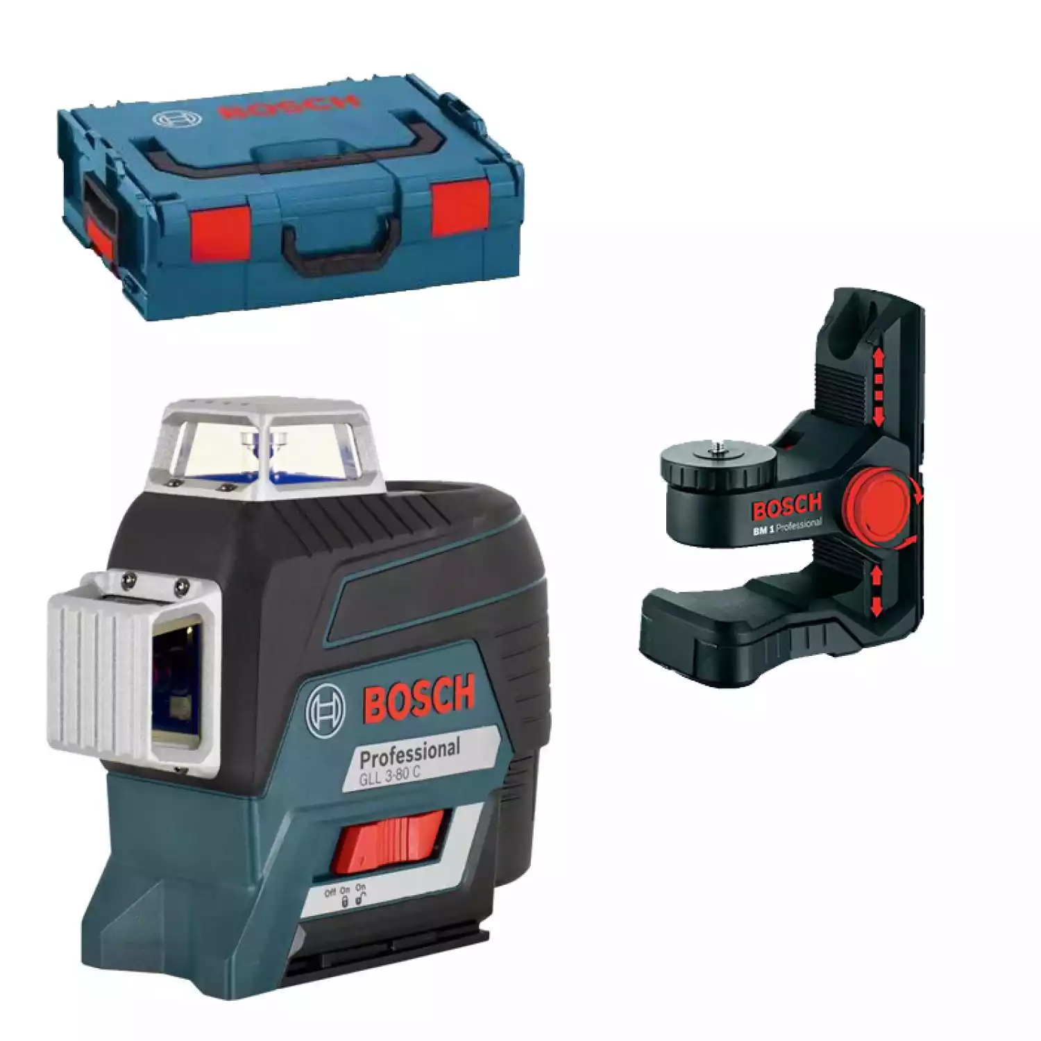 Лазерный уровень Bosch GLL 3-80 C + BM 1 + GBA 12V + L-Boxx ( 0.601.063.R02) - 2