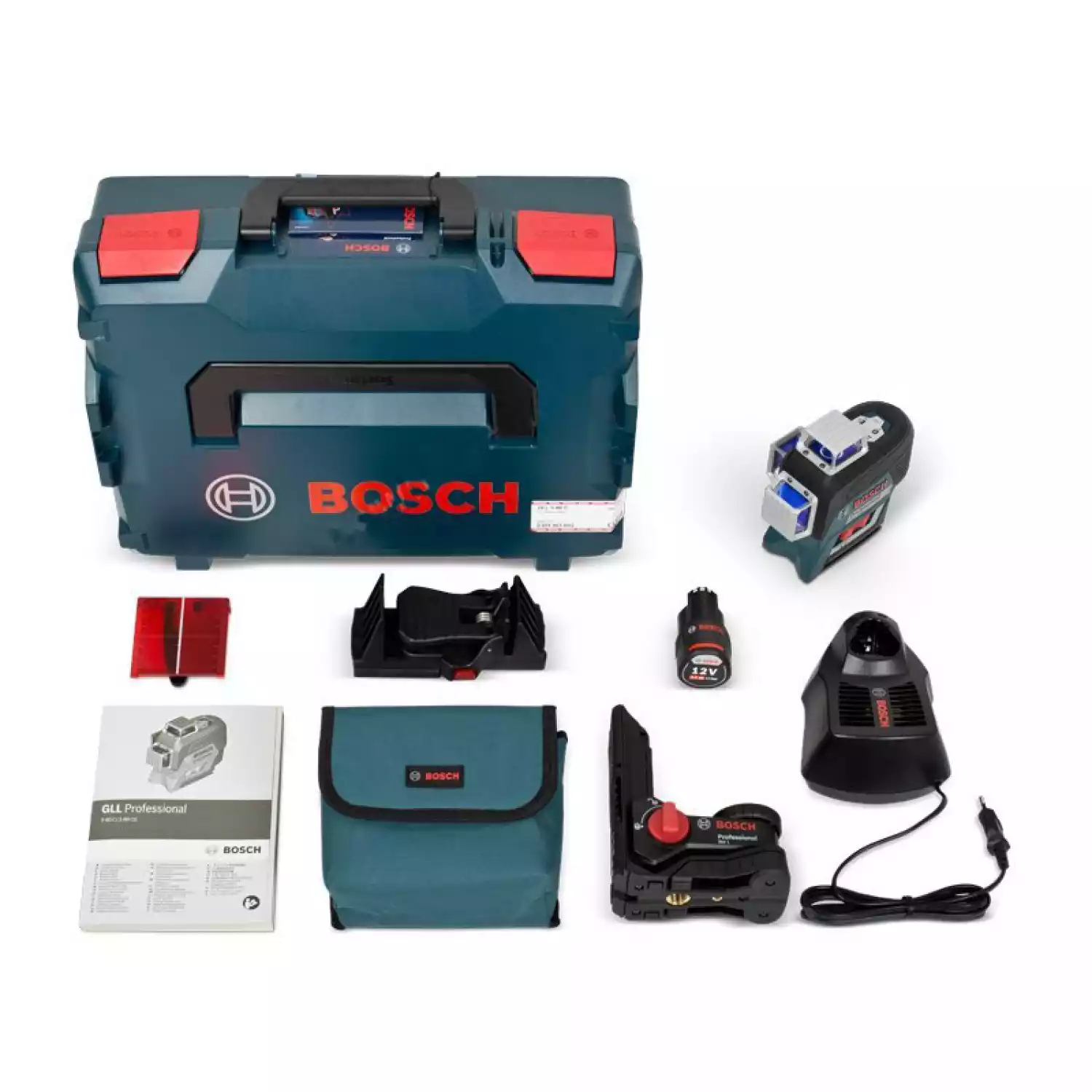 Лазерный уровень Bosch GLL 3-80 C + BM 1 + GBA 12V + L-Boxx ( 0.601.063.R02) - 7