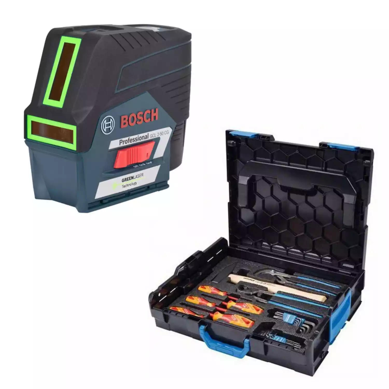 Лазерный уровень Bosch GCL 2-50 CG+RM2+BM 3 clip L-Boxx+GEDORE set (0.615.994.0KF) - 1