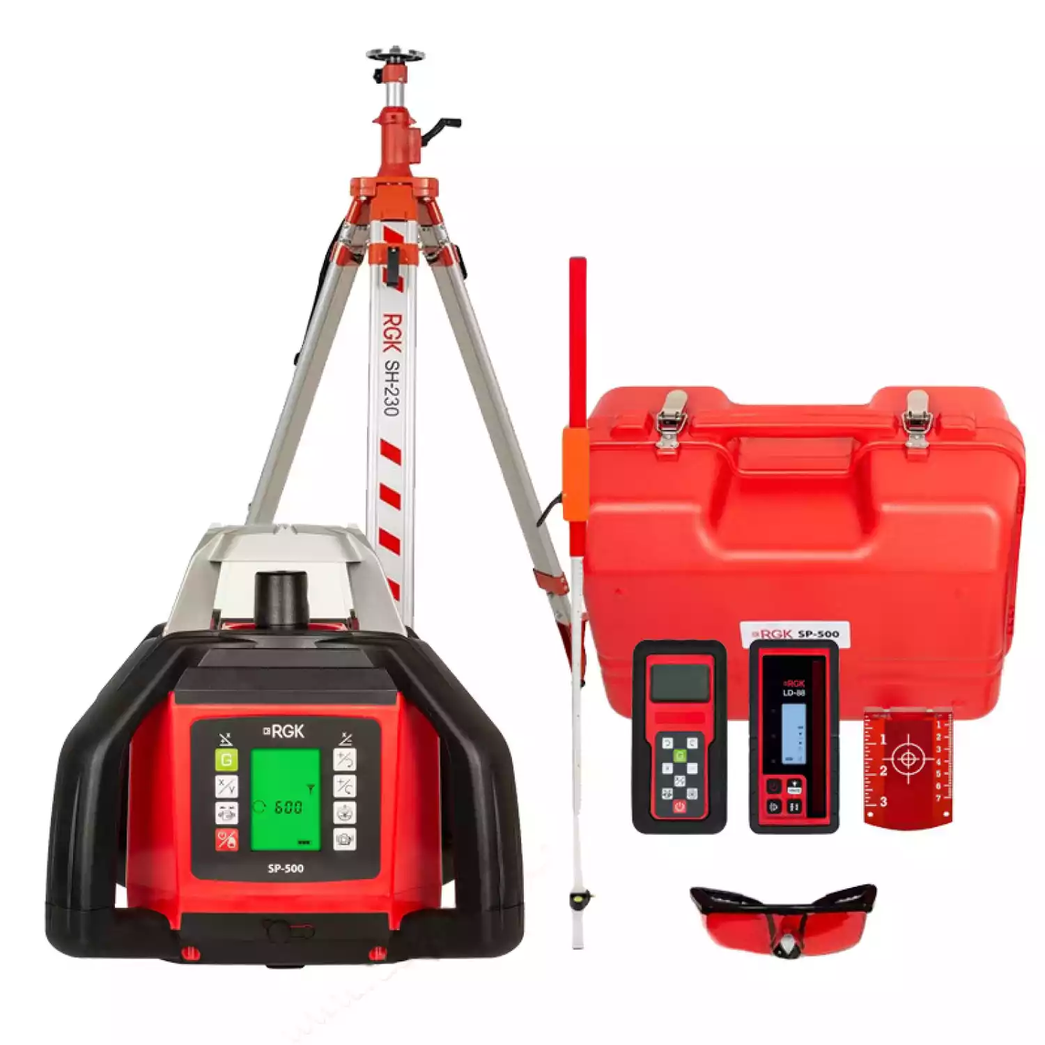 Комплект ротационного нивелира RGK SP-500 + штатив + рейка - 1