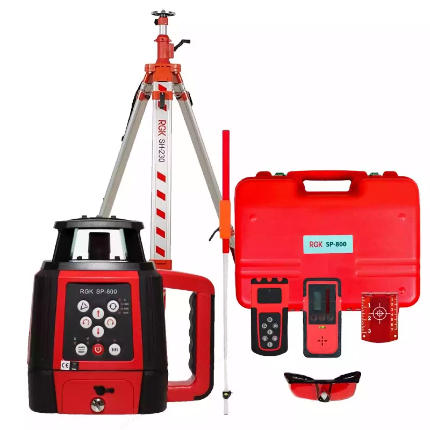 Комплект ротационного нивелира RGK SP-800 + штатив + рейка - 1