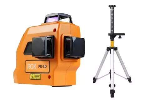 Лазерный уровень RGK PR-3D + штанга-упор RGK CG-2 минимальная комплектация