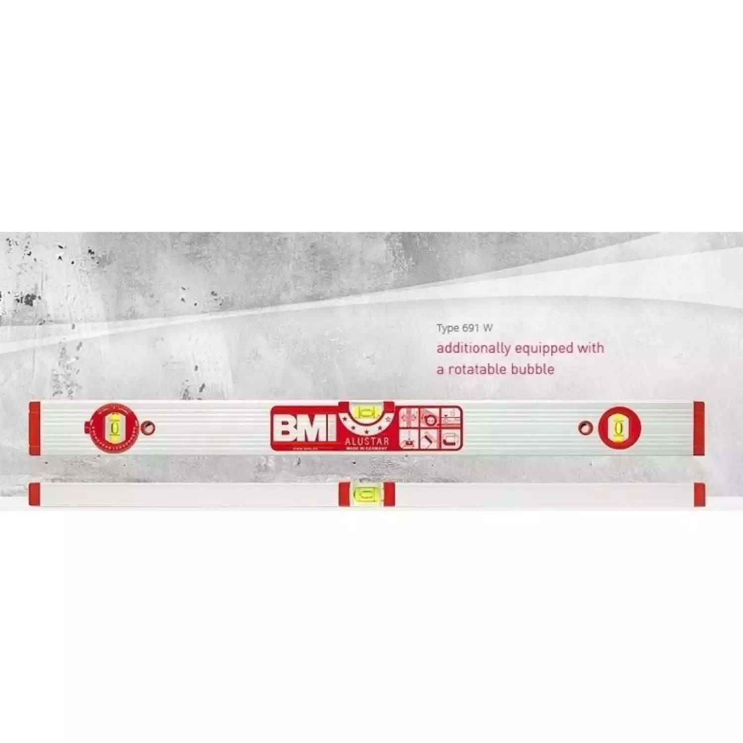 Строительный уровень BMI Alustar 691W 60 см - 2