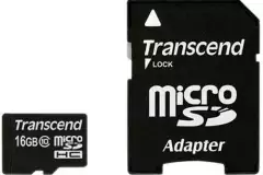 Карта памяти 16 Гб micro SD Transcend HC с адаптером