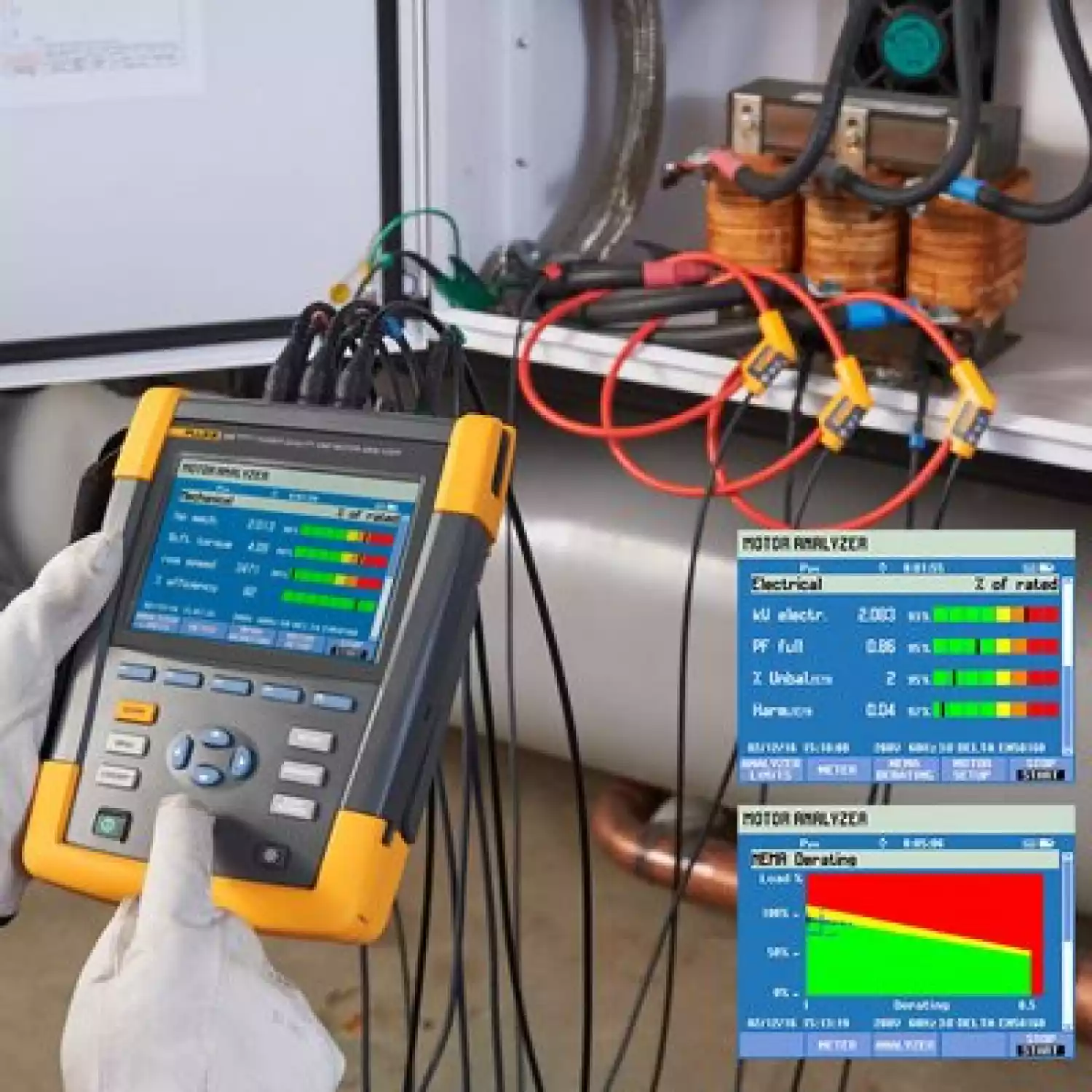 Анализатор качества электроэнергии и работы электродвигателей Fluke 438-II - 2