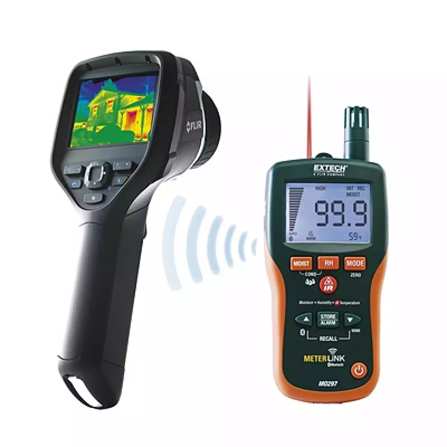Бесштифтовой психрометр/измеритель влагосодержания с инфракрасным термометром Extech MO297 - 2