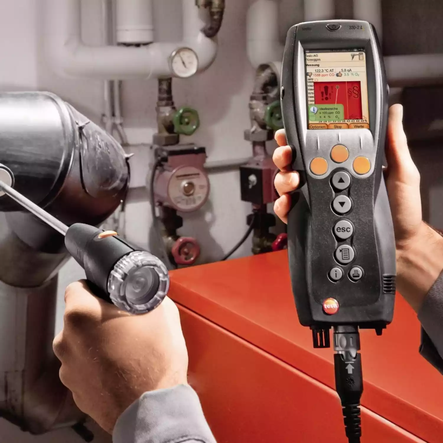 Testo 330-2 LL газоанализатор + testo 760-2 мультиметр с магнитным креплением (комплект) - 4