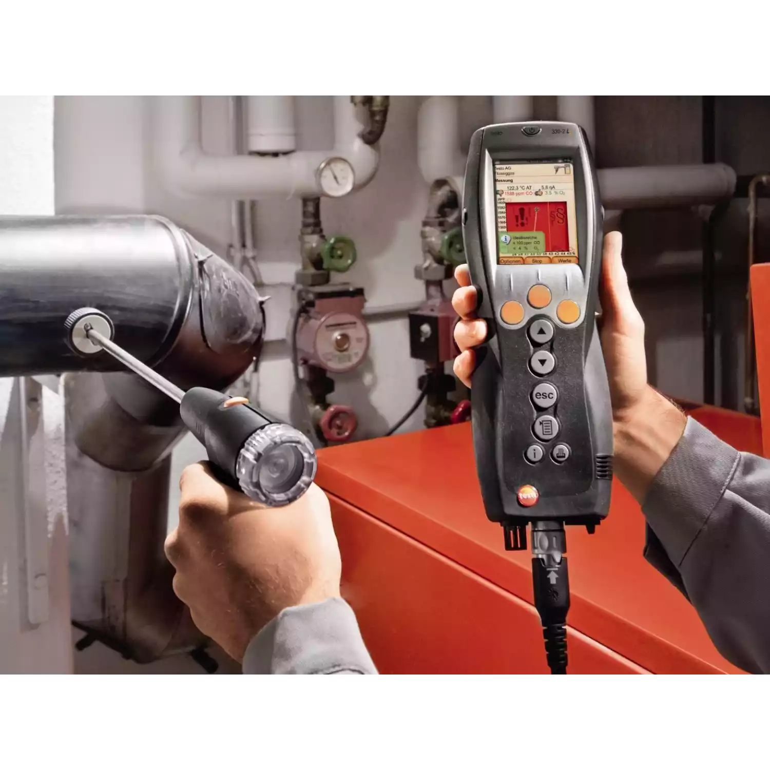 Testo 330-2 LL газоанализатор + testo 760-2 мультиметр с магнитным креплением (комплект) - 4