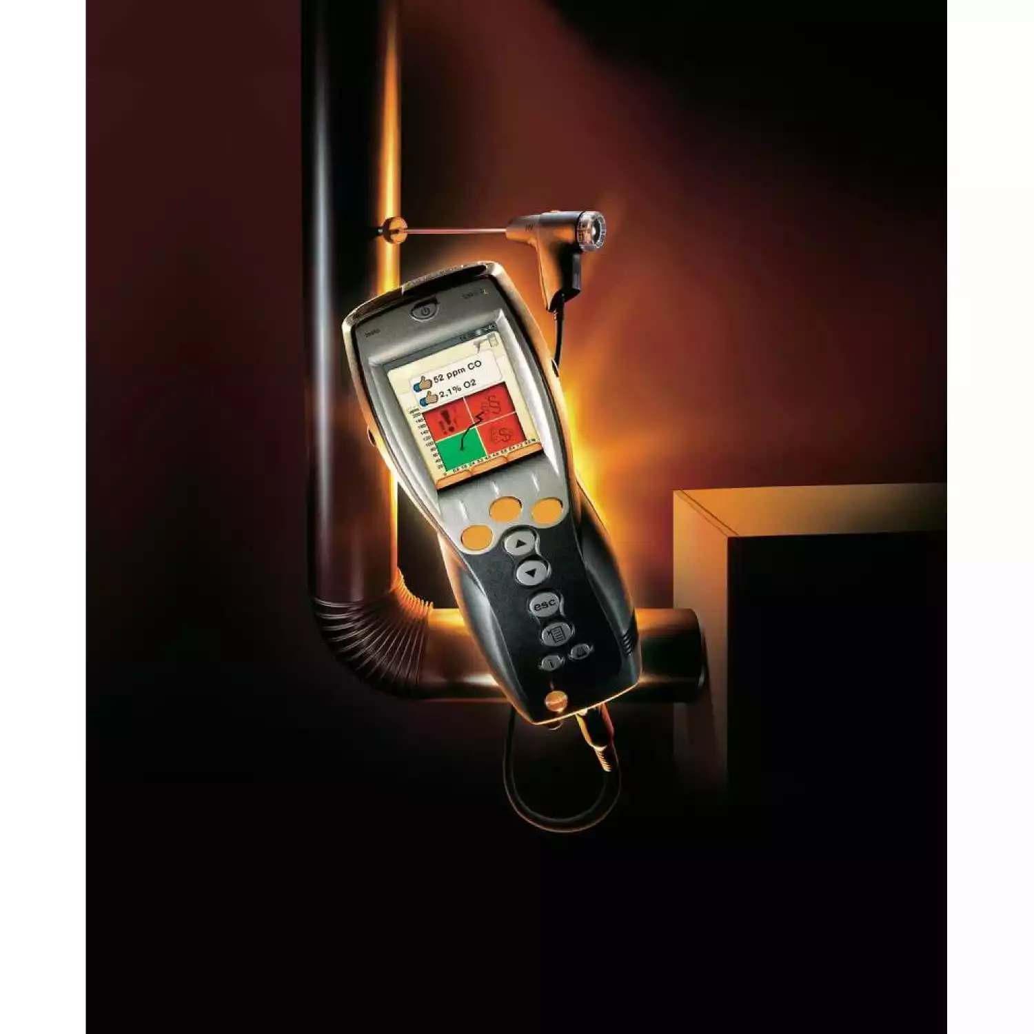 testo 330-2 LL анализатор дымовых газов с сенсорами Longlife и встроенной функцией обнуления газовых сенсоров и тяги - 4