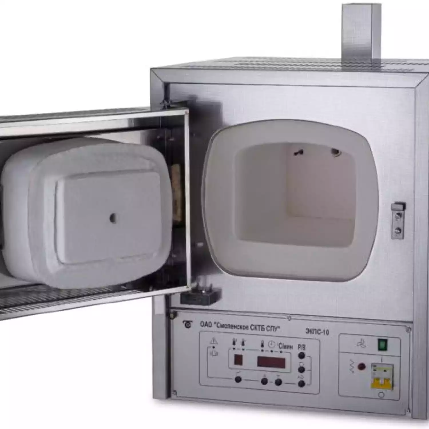 Муфельная печь ЭКПС-10 (многоступенчатый регулятор; 10 л; Т до +1100 °С) с вытяжкой, нержавеющая сталь) - 1