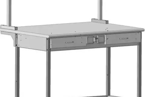 Стол лабораторный с 2 ящ. и электрикой + полка с 2 розетк. и светильн. 1212*850*1300 БМ КЕ