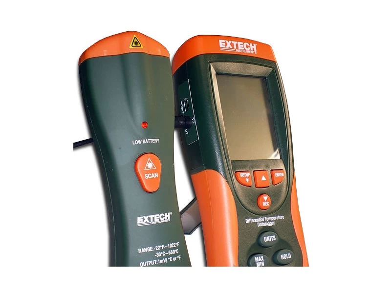 Дифференциальный термометр-регистратор Extech HD200 двойного ввода + ИК термометр, до 1372°С - 2