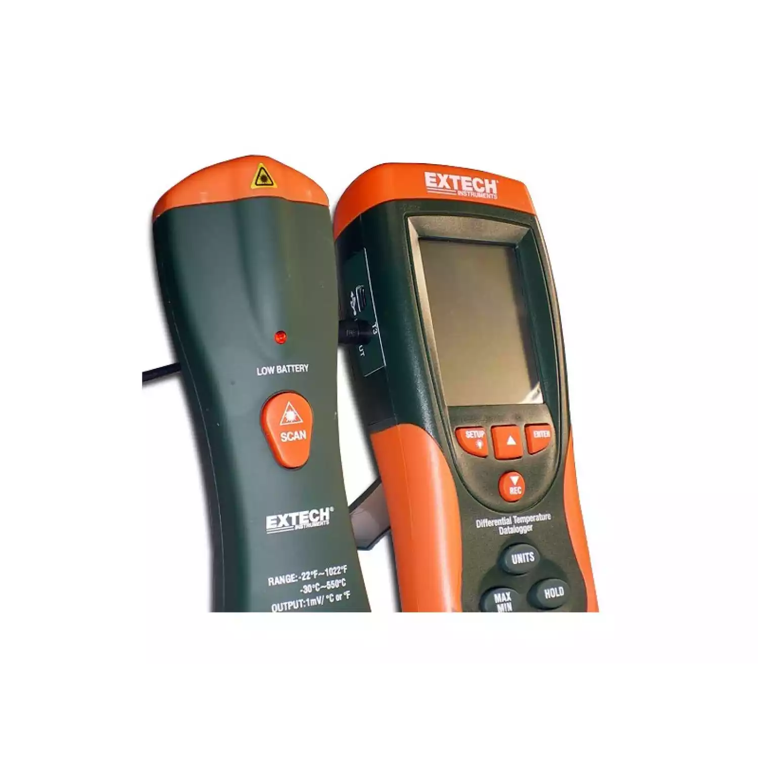 Дифференциальный термометр-регистратор Extech HD200 двойного ввода + ИК термометр, до 1372°С - 2