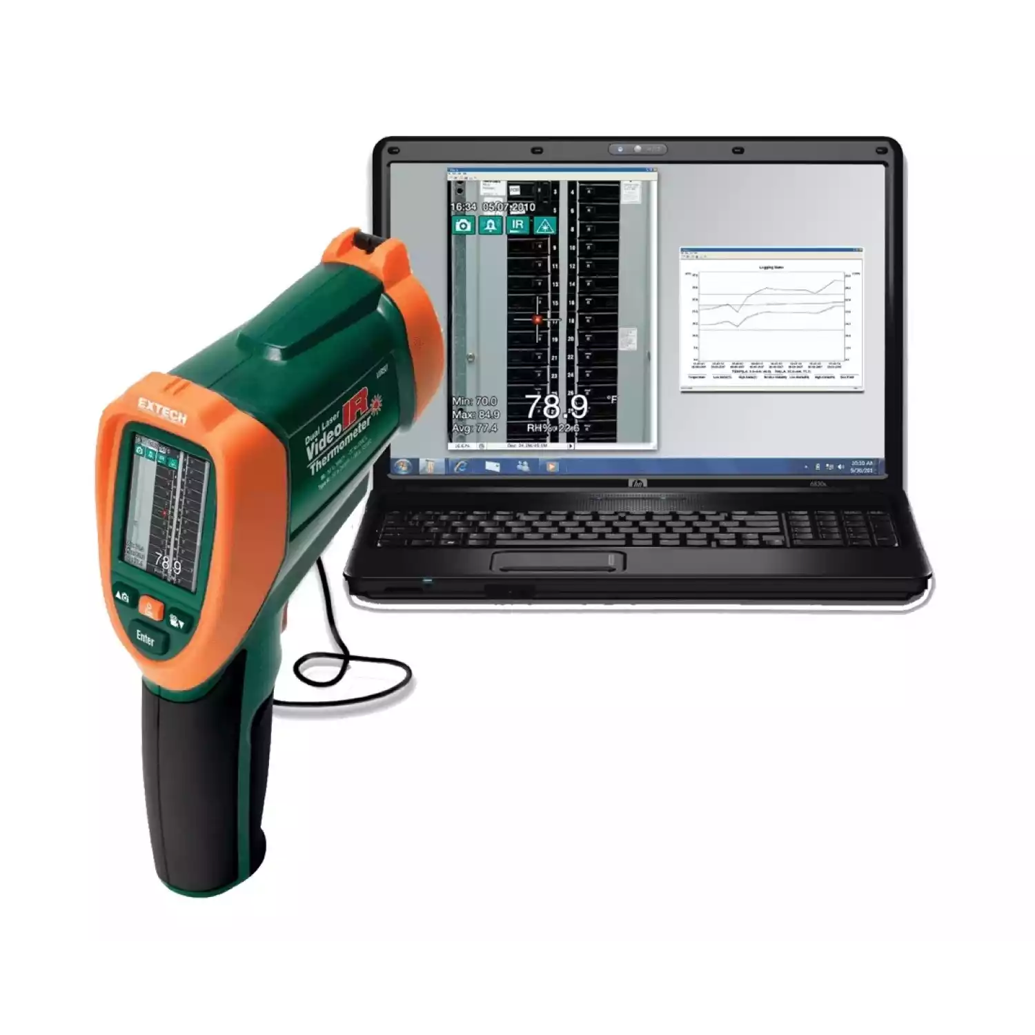 Пирометр Extech VIR50/Цифровой инфракрасный видеотермометр с двойным лазером - 2