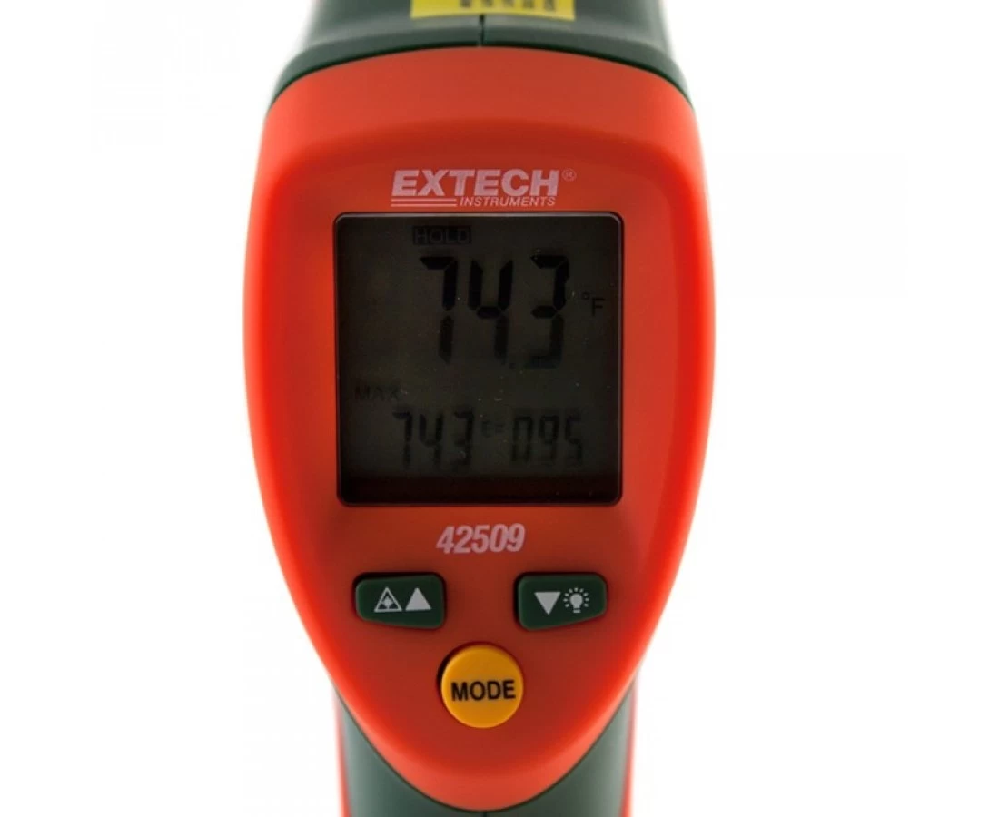 Пирометр Extech 42509/инфракрасный термометр с двойным лазером и цветовой предупреждающей сигнализацией. От -20°C до 510°C, 12:1 - 2
