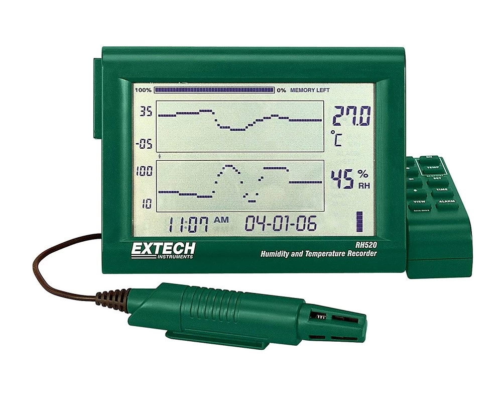 Диаграммный самописец для отображения показаний температуры и влажности Extech RH520A-220 - 1