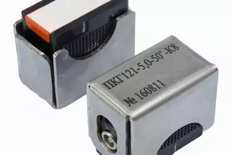 Наклонные совмещённые ПЭП с кареткой для контроля гибов