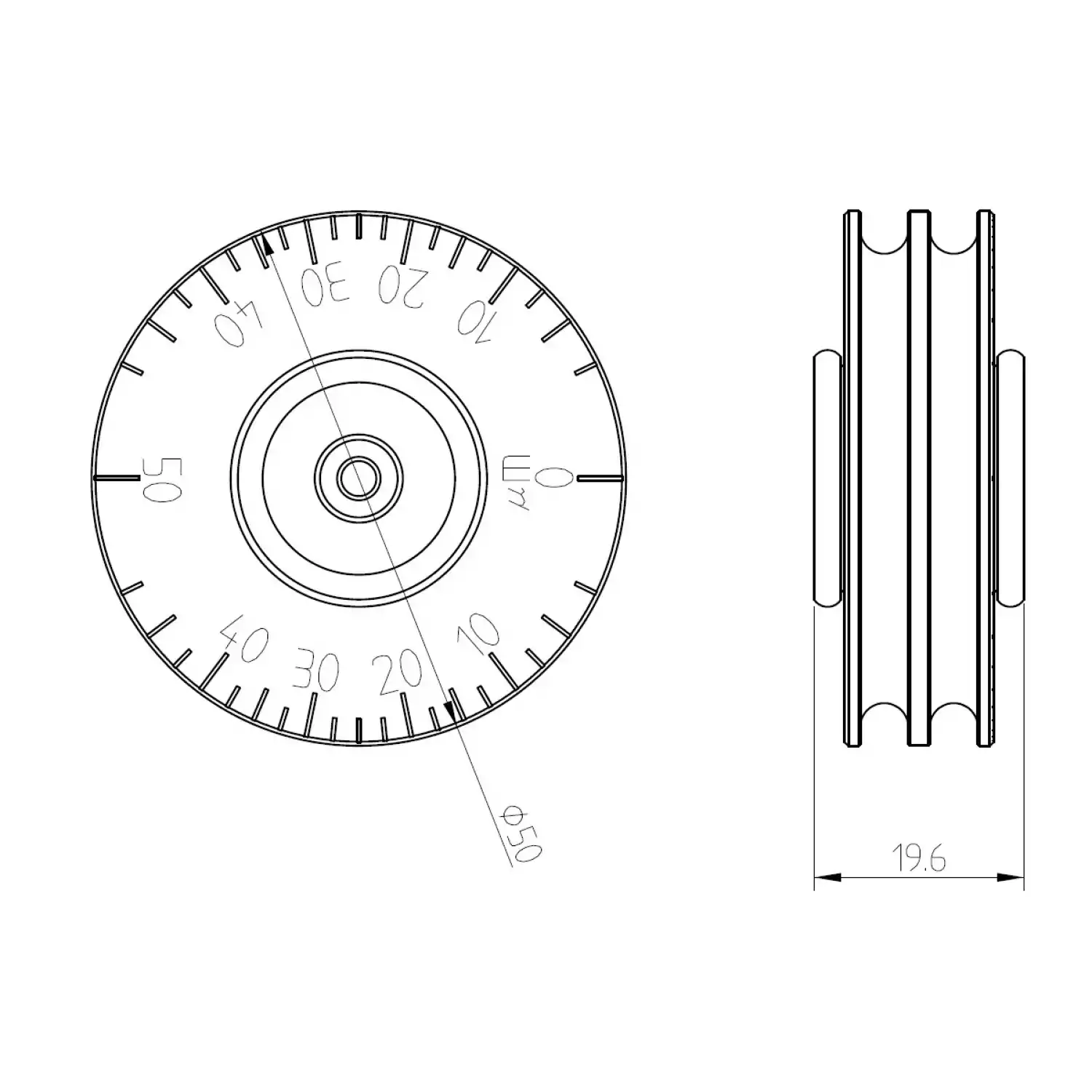 Толщиномер мокрого слоя: диск-колесо В7-1702/50А нержавеющая сталь, измеряемый диапазон 0–50 мкм, (шаг – 2,5 мкм) - 10