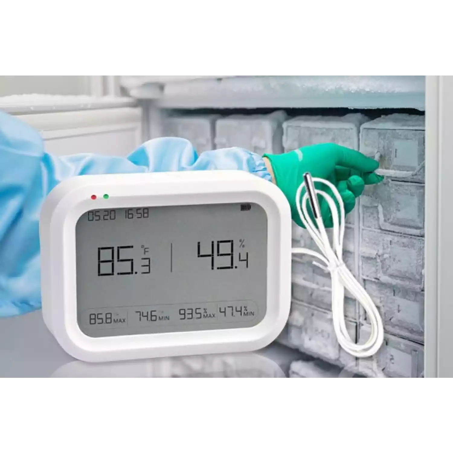 Регистратор температуры и влажности (дата-логгер) многоразовый стационарный COEUS-UEX ETU100-В7 для низких температур, сухого льда с выносным датчиком - 9