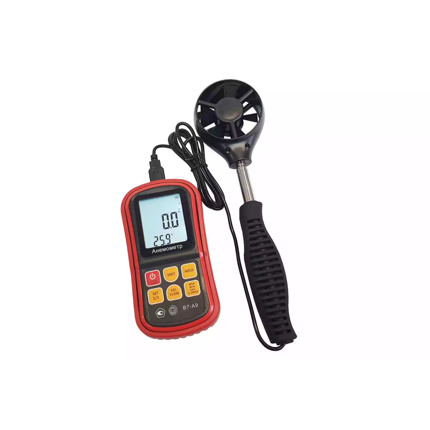Анемометр с выносным телескопическим зондом-крыльчаткой В7-А9 с поверкой (термоанемометр+сила ветра по шкале Бофорта и холодного потока) - 4