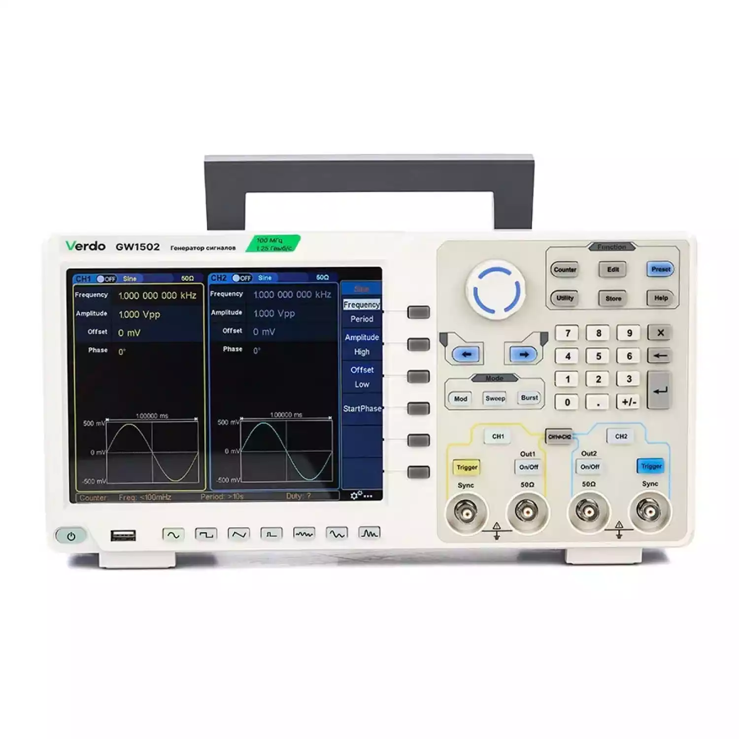 VERDO GW1502 Генератор сигналов 100 МГц, 1250 Мвыб/с - 1