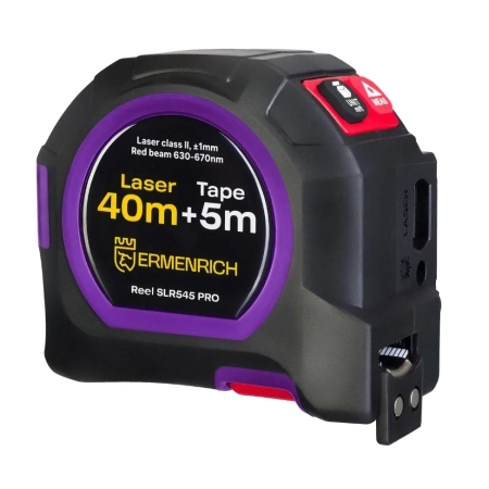 Рулетка с лазерным дальномером Ermenrich Reel SLR545 PRO фиолетовый