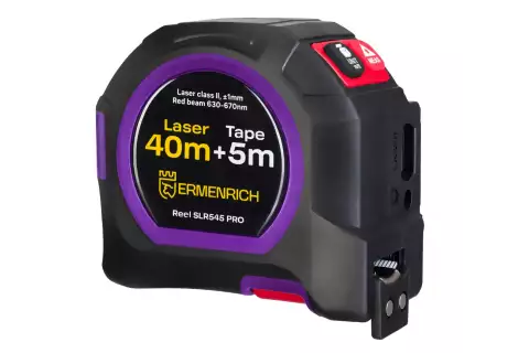 Рулетка с лазерным дальномером Ermenrich Reel SLR545 PRO фиолетовый