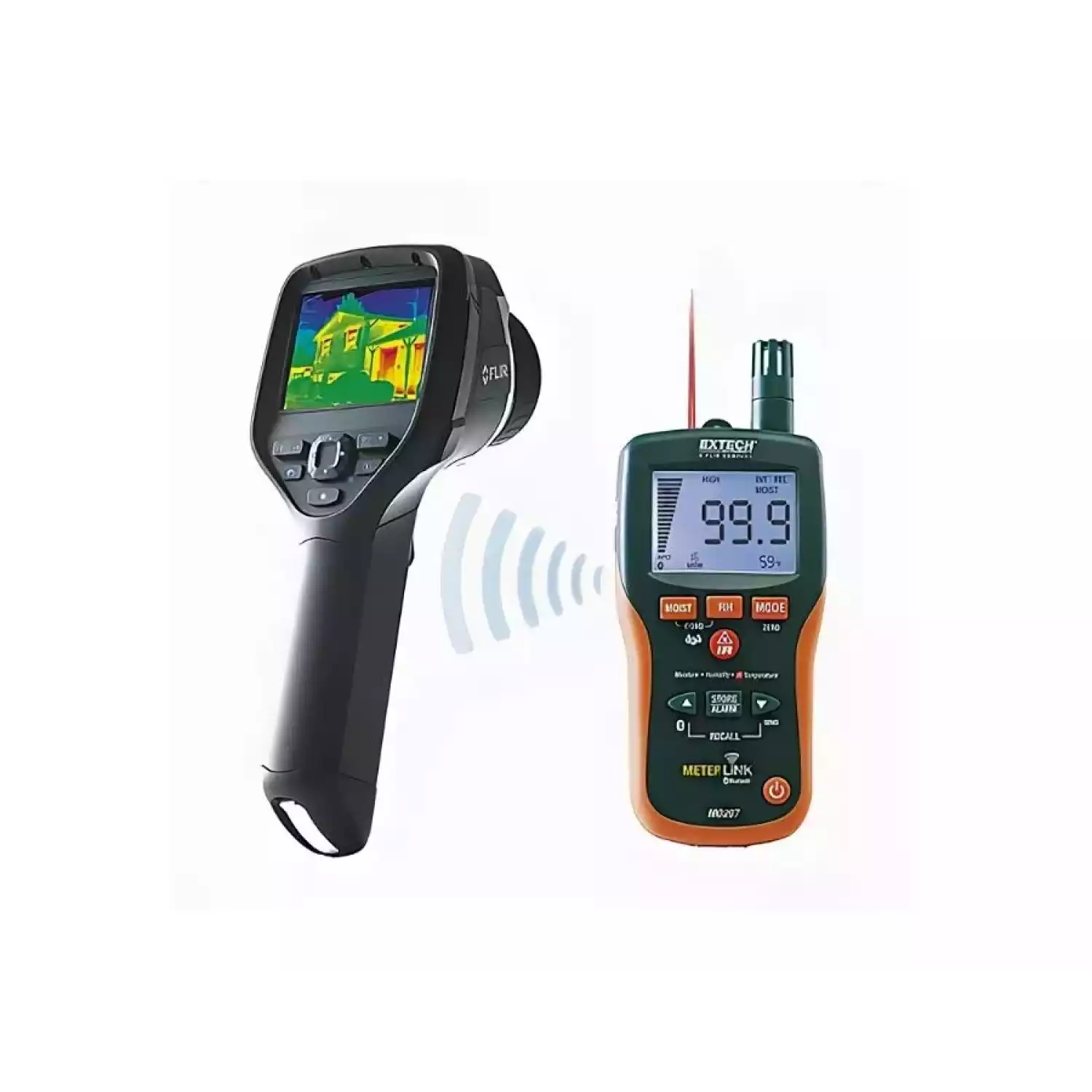Бесштифтовой психрометр/ измеритель влагосодержания с инфракрасным термометром Extech MO297 - 2