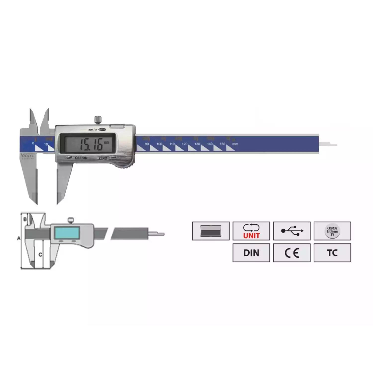 Штангенциркули Vogel цифровые в металлическом корпусе - 1