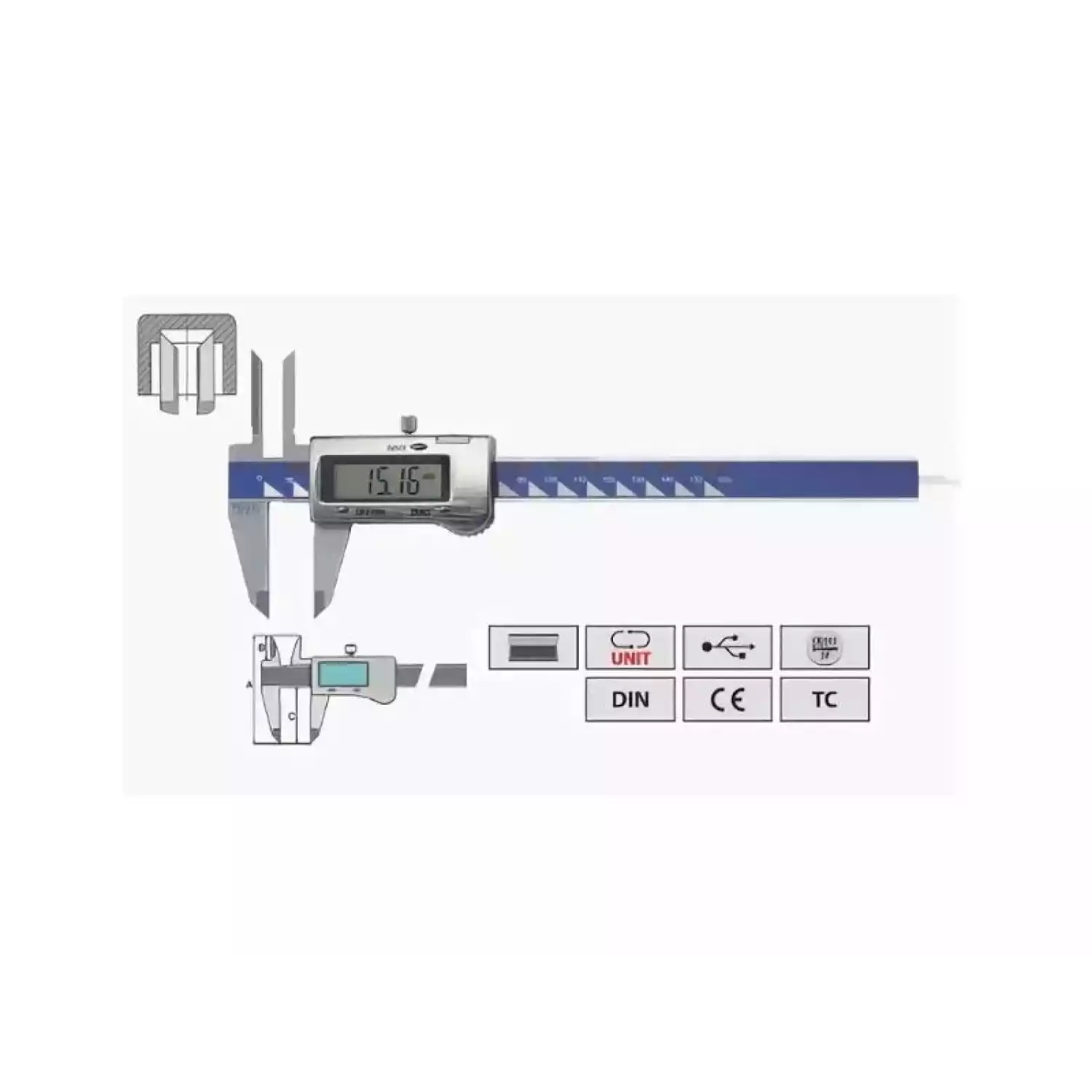 Штангенциркуль Vogel цифровые с удлиненными губками - 1