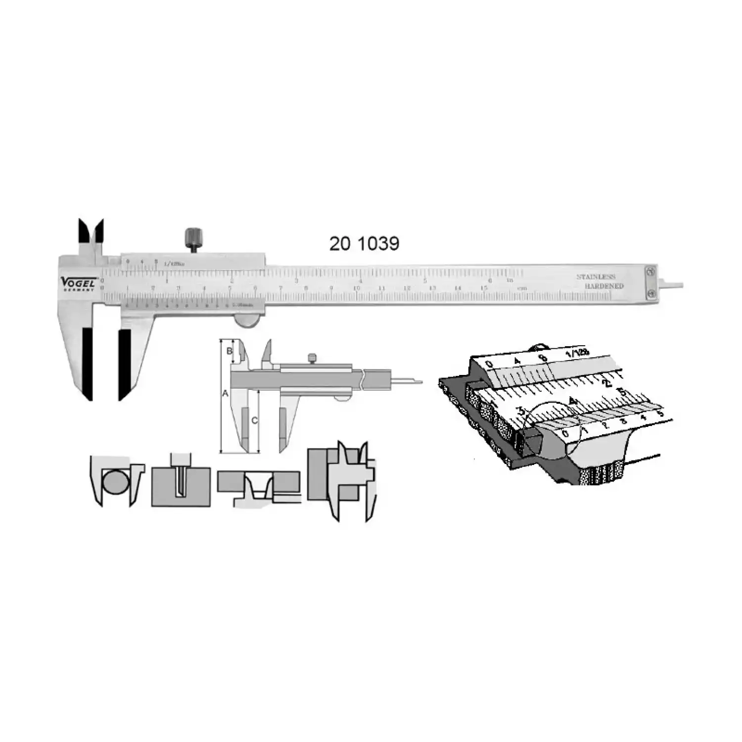 Штангенциркуль Vogel с твердосплавными губками - 1
