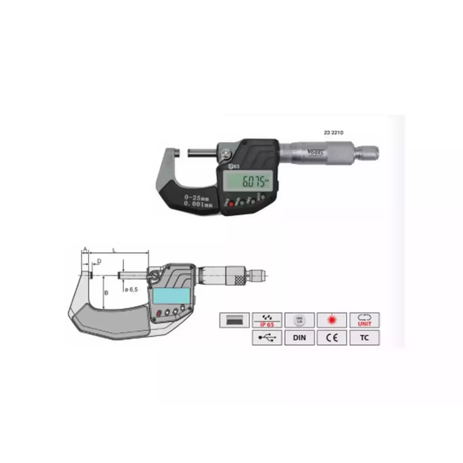 Микрометры Vogel цифровые IP 65 с USB выводом данных - 1