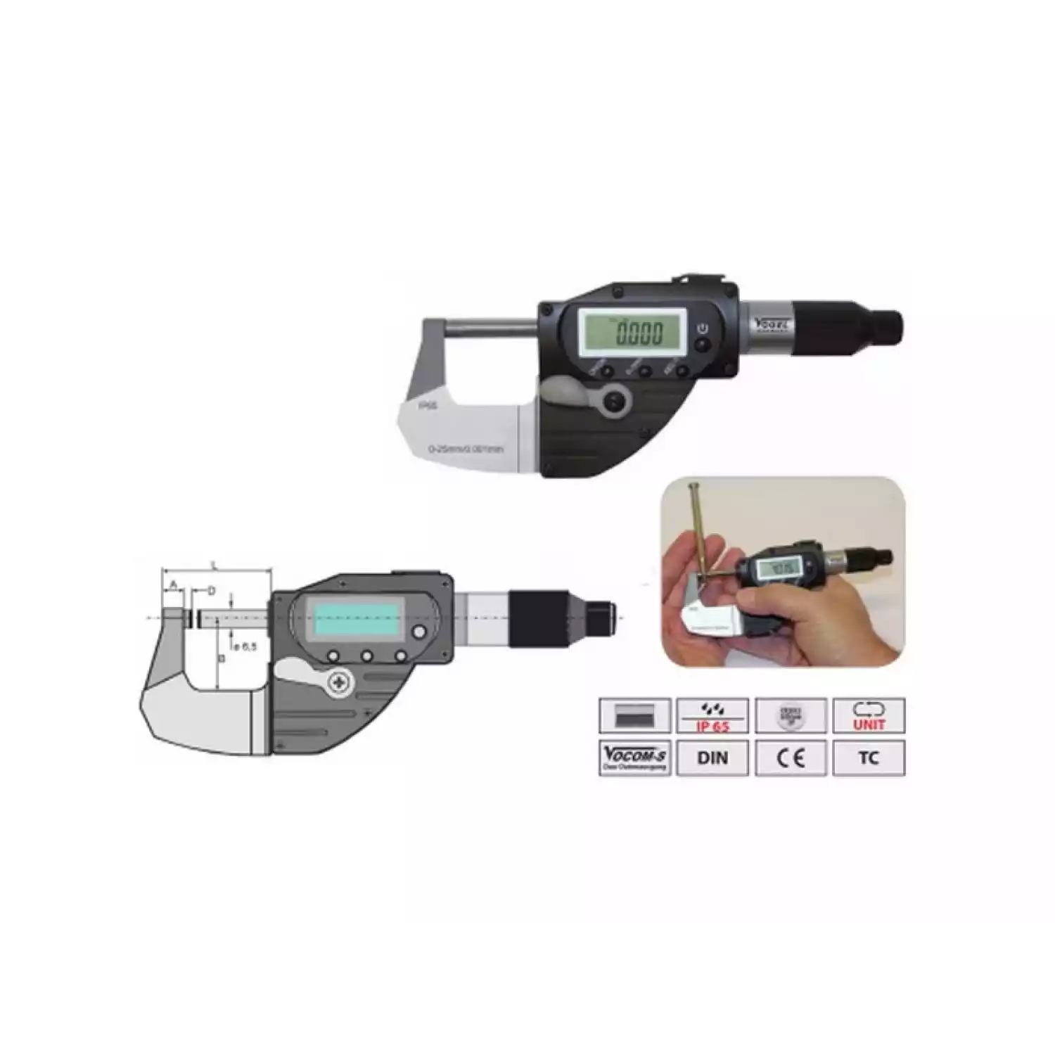 Микрометры Vogel цифровые IP 65 с рычагом для быстрого измерения - 1