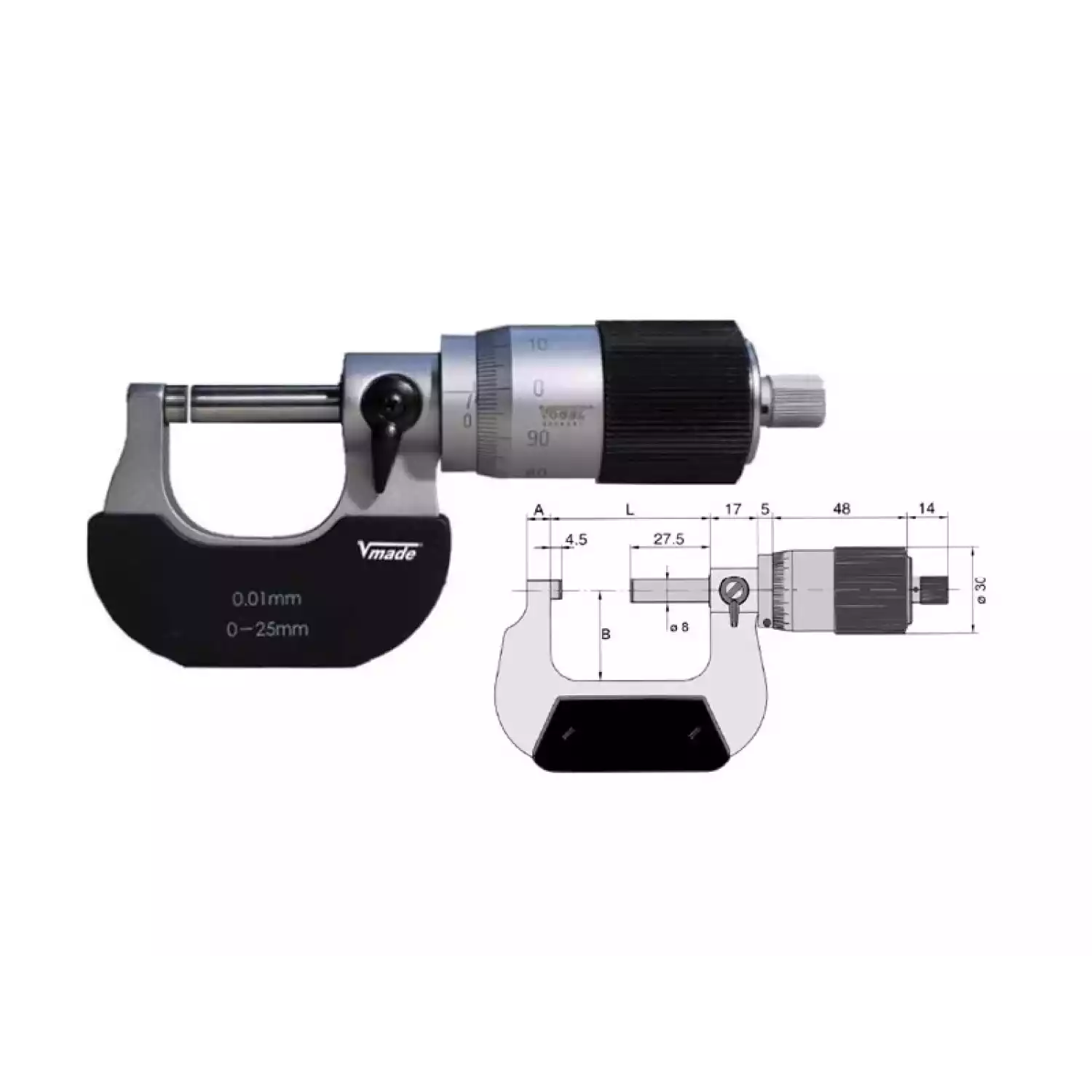 Микрометры Vogel гладкие с барабаном 100 делений - 1