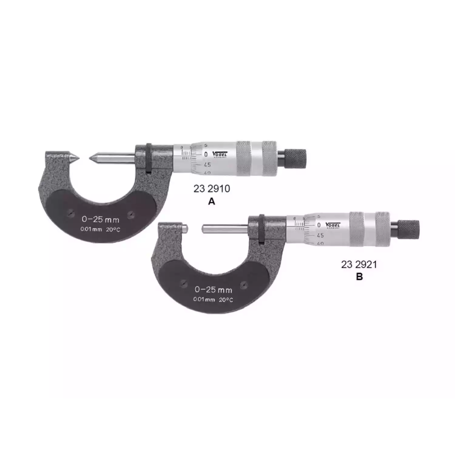 Микрометры Vogel гладкие с острыми и круглыми колками - 1