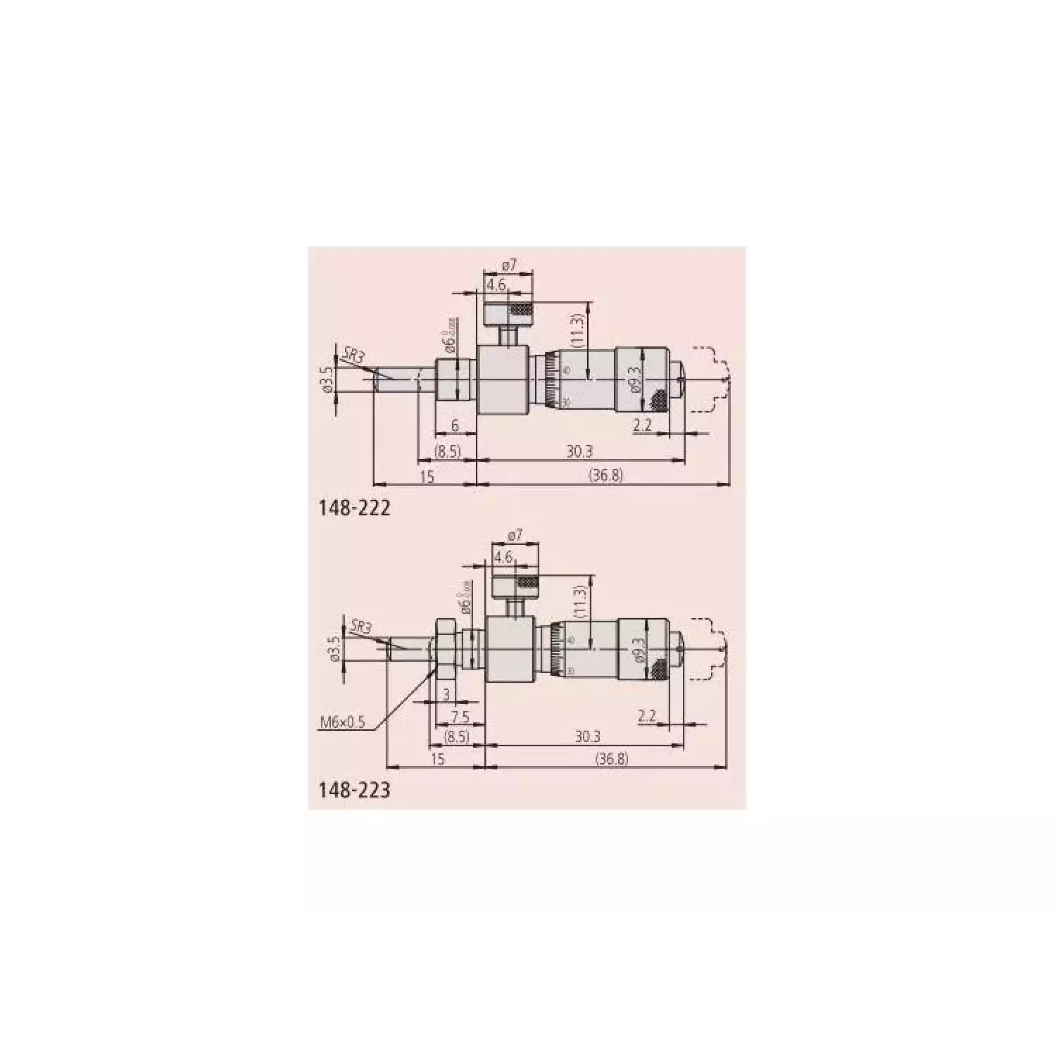 Микрометрические головки диапазона 6,5 мм со стопором микрометрического винта - 2