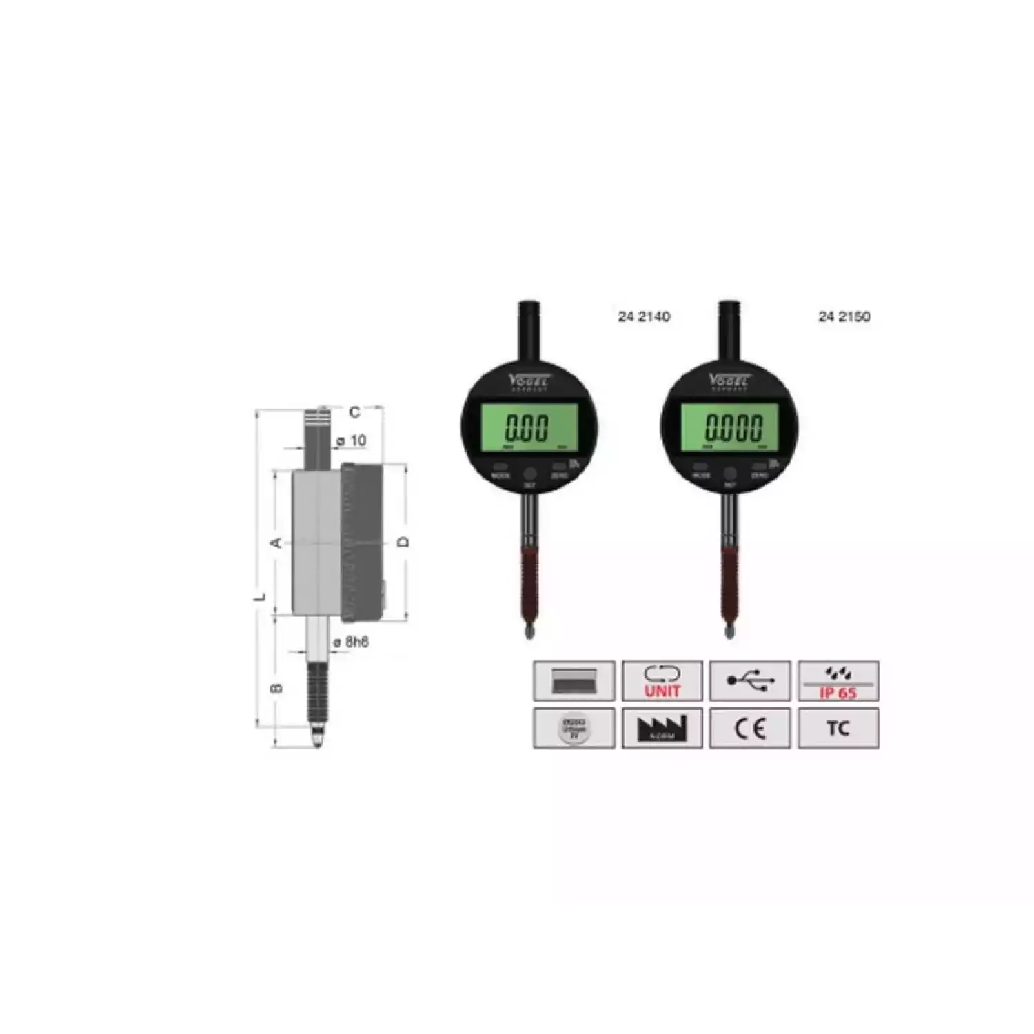 Индикаторы Vogel цифровые IP 65 с Mini USB выводом данных - 1