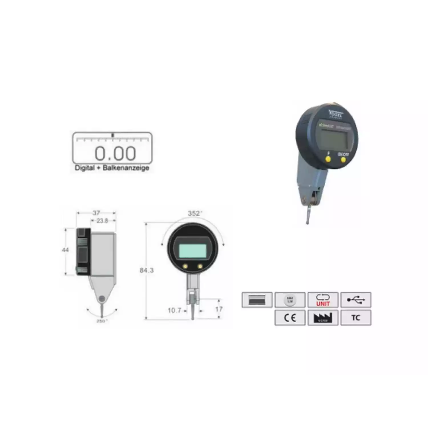 Цифровые индикаторы Vogel рычажные с выводом USB - 1