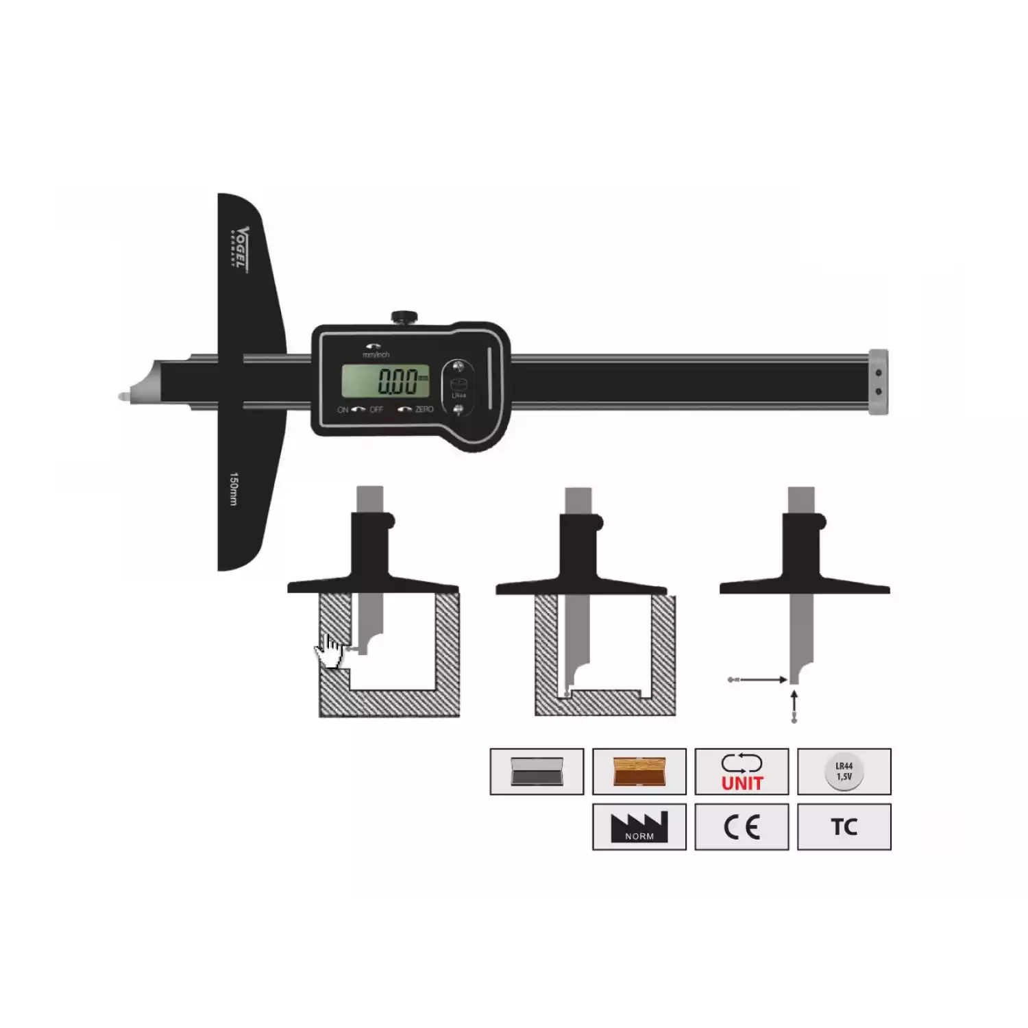 Штангенглубиномеры Vogel цифровые со сменными колками - 1