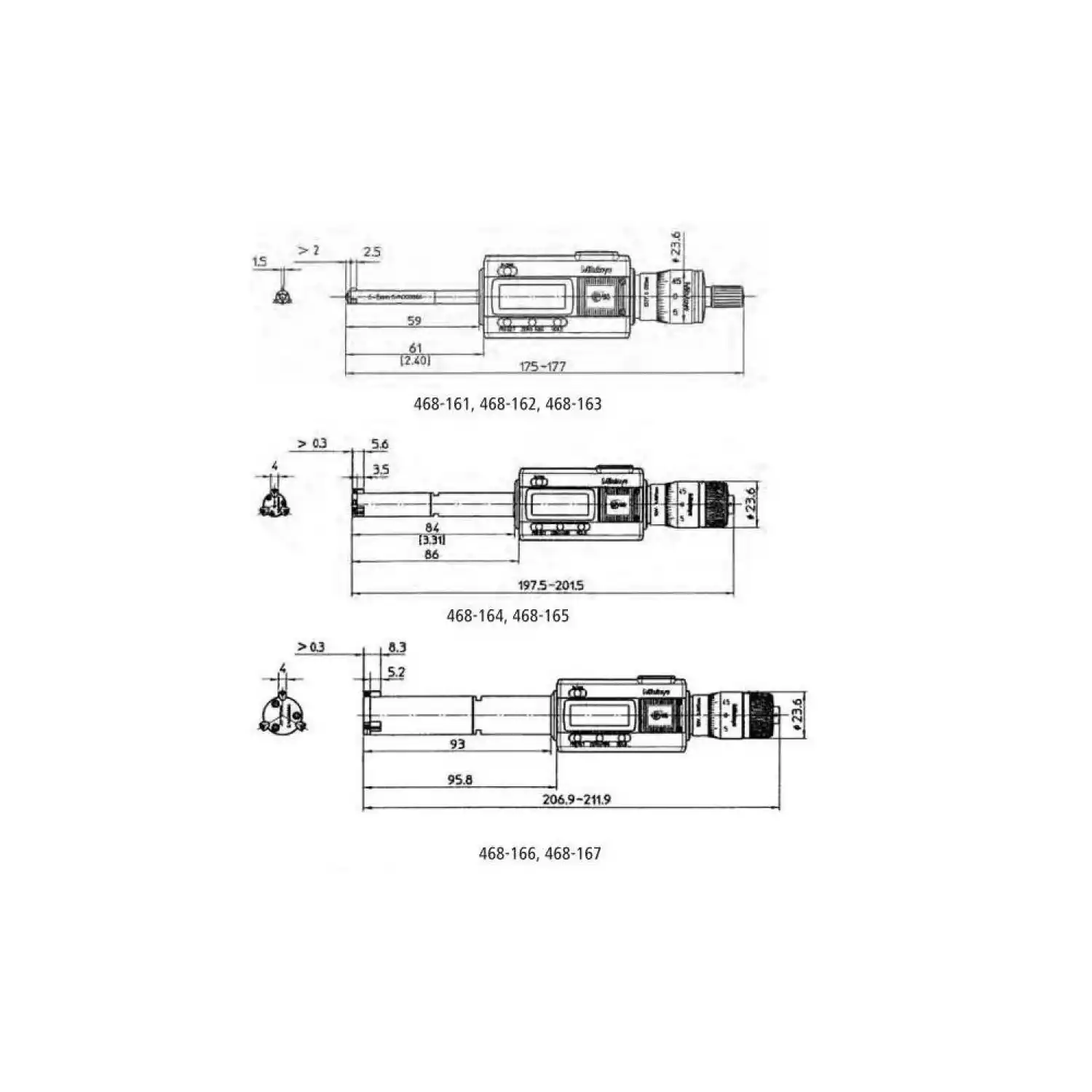 Трёхточечные нутромеры Digimatic Holtest серии 468 - 2