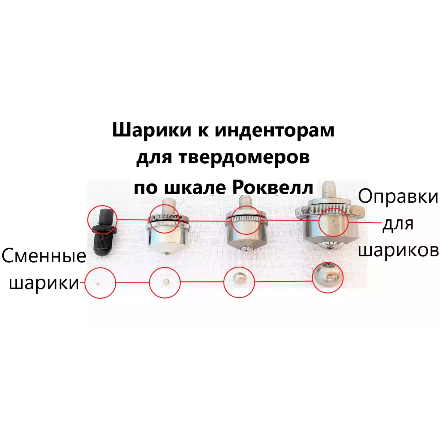 Оправка с шариком для измерения твёрдости по методу Роквелла Ø: 1,588 мм - 2