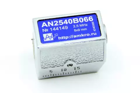 AN2540Bxx наклонный совмещенный притертый преобразователь 2,5 МГц с углом 40 град