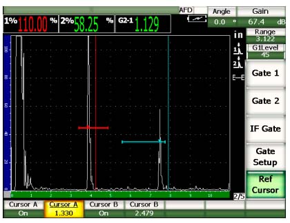А-скан с опорными маркерами