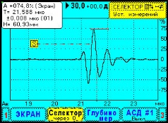 Экран УД9812. Измерение задержки методом перехода через ноль.
