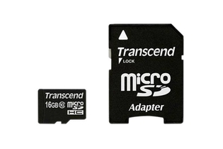 Карта памяти 16 Гб micro SD Transcend HC с адаптером
