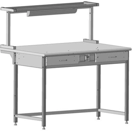 Стол лабораторный с 2 ящика и электрикой + полка с 2 розетк. и светильн. 1200*850*1300 БМ LG
