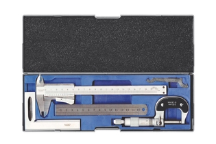 Набор из штангенциркуля, микрометра, линейки и угольника