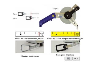 Мерная лента в 3-х угловой алюминиевой раме с рукояткой