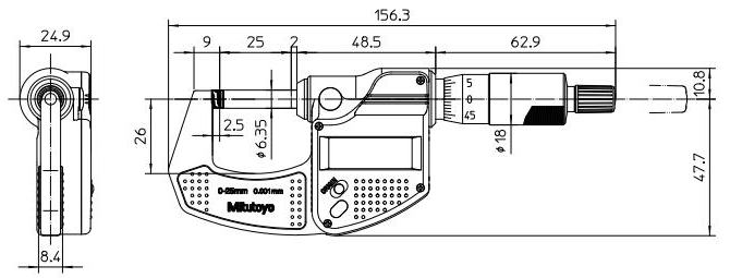 Размеры микрометра Digimatic
